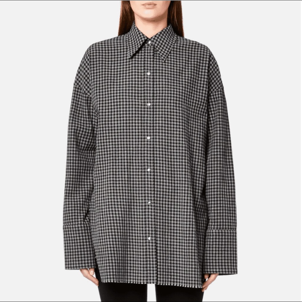 Helmut Lang Oversized Gingham Print Shirt